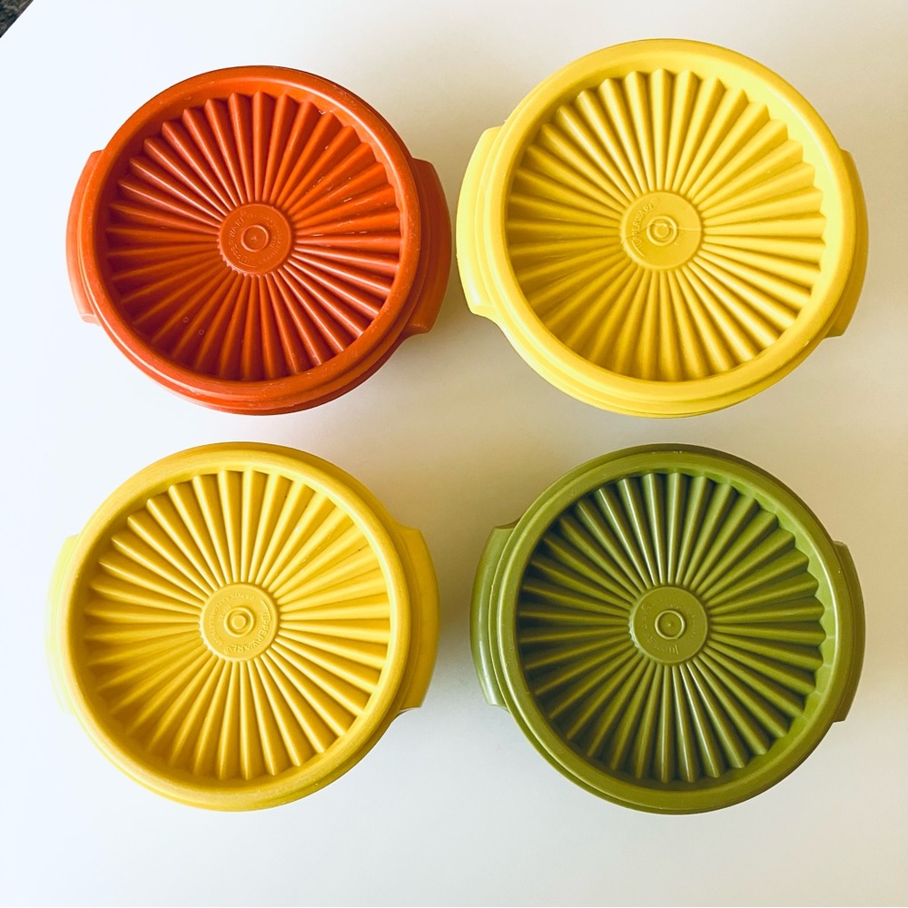 4 Vintage Tupperware Harvest Color Canisters - Picture 3 of 11